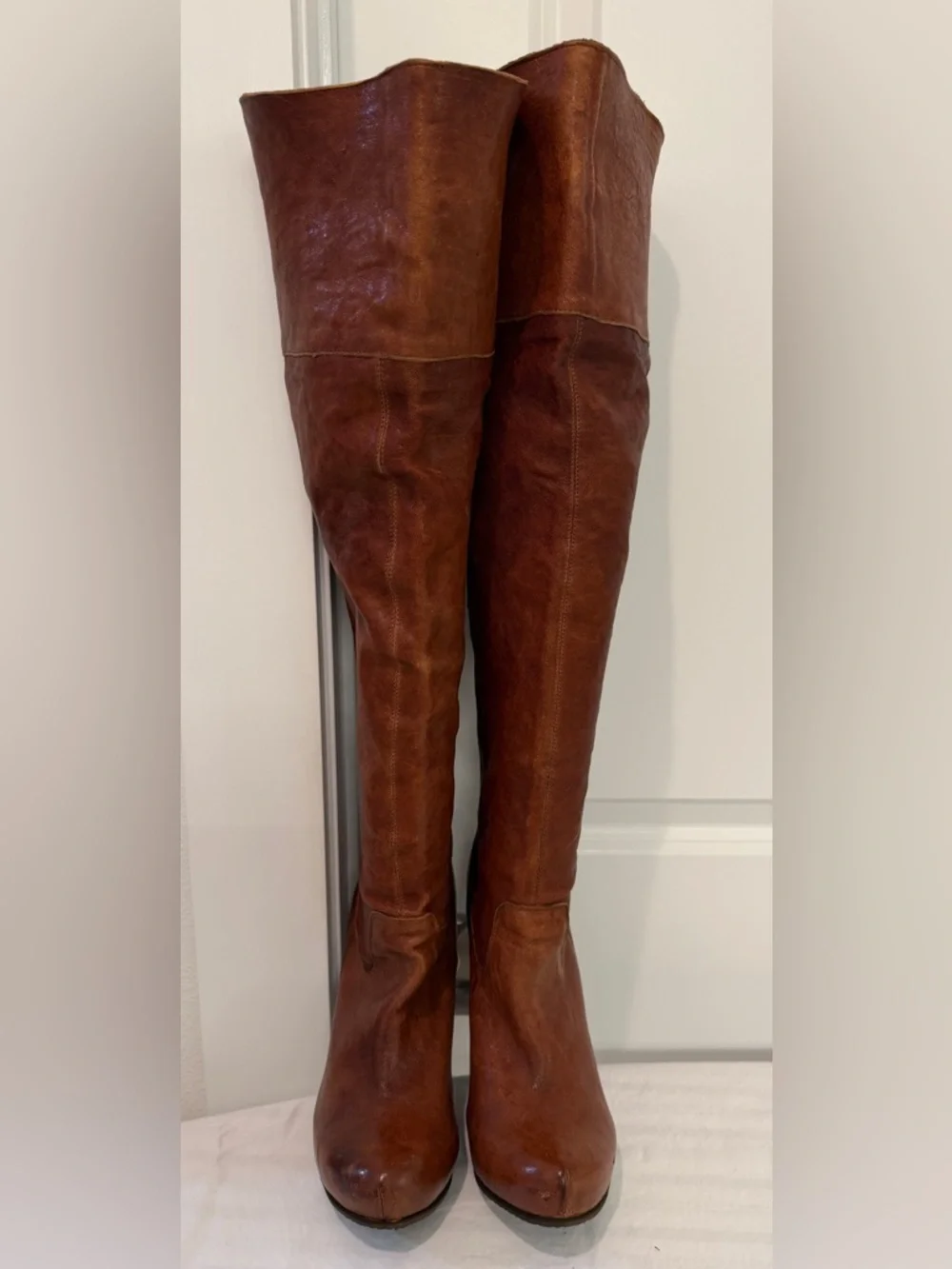 All Leather Over-the-Knee Boots - Brown - Picture 3 of 16